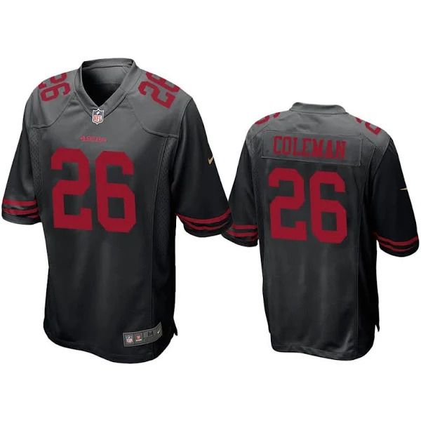 Men San Francisco 49ers #26 Tevin Coleman Nike Black Game Player NFL Jersey